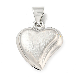 Платина Стойки обшивки латунные подвески, без кадмия и без свинца, с целью перехода в кольце, сердце, платина, 24x20x7.5 мм, отверстие : 8.5x4 мм