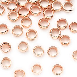 Розовое Золото Зажимные бусины из латуни, розовое золото , 4x2 мм, отверстие : 3 мм