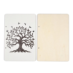 Arbre Couverture d'album photo imprimée en bois à anneaux en forme de carte postale, arbre, 2mm, Trou: 240x160x3.5mm, 5.5 pièces / kit