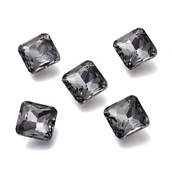 Silver Night Shade Стеклянные стразы подвески, с покрытием на задной стороне, граненые, квадрат / ромб, серебряный ночной оттенок, 14.5x14.5x6 мм, отверстие : 1.2 мм