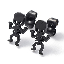 Electrophoresis Black 304 из нержавеющей стали серьги, скелет, электрофорез черный, 12x8 мм