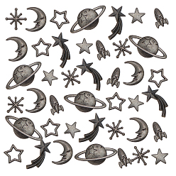 Gunmetal Zinc Alloy Cabochons, for DIY Crystal Epoxy Resin Material Filling, Mixed Shapes, Gunmetal, 10x6x2mm, 112pcs/box