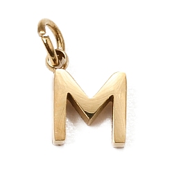 Letter M 304 Edelstahl Reize, Brief Reize, poliert, Ionenbeschichtung (ip), echt 18 k vergoldet, Buchstabe m, 8x6x2 mm, Bohrung: 2.5 mm