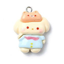 Собака Подвески из смолы, с железной фурнитурой, собака, 29x22.5x9 мм, отверстие : 2 мм