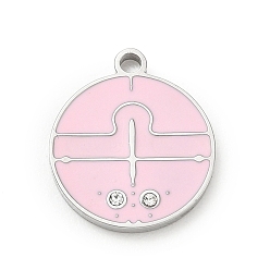 Balance Douze constellations 304 pendentifs en acier inoxydable émaillé, avec strass, couleur inox, breloques de la Balance, 17x15x1.8mm, Trou: 1.8mm
