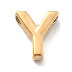 Letter Y Ионное покрытие (ip) 304 брелоки из нержавеющей стали, буквенное очарование, реальный 18 k позолоченный, Письмо Y, 9.5x8.5x3 мм, отверстие : 1.6 мм