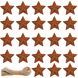 Кокосово-Коричневый Звездная ржавчина железо большие подвески, с джутовым шнуром, кокосового коричневый, 69x72x3 мм, отверстие : 1.6 мм, 30 шт