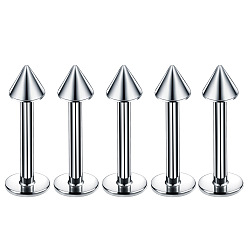 Нержавеющая Сталь Цвет 304 конусные лабреты из нержавеющей стали с внутренней резьбой для женщин и мужчин, цвет нержавеющей стали, штифты : 1.2x8 мм, Руководитель: 3 mm