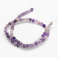 Amethyst Frosted Round Natural Chevron Amethyst Beads Strands, 6mm, Hole: 1mm, about 65pcs/strand, 15.3 inch
