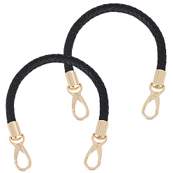 Черный Вырезать полые 2шт. плетеные круглые ремни для сумок из искусственной кожи ручки для сумок, с поворотными застежками сплава, аксессуары для замены сумок, золотой свет, чёрные, 41.5x1 см