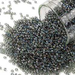 (176B) Dark Grey Black Diamond Transparent Rainbow Круглые бусины toho, японский бисер, (176 б) темно-серый черный ромб прозрачная радуга, 15/0, 1.5 мм, отверстие : 0.7 мм, Около 135000 шт / фунт