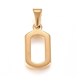 Number Pendentifs en acier inoxydable, nombre, or, num. 304, 0mm, Trou: 20.5x10x1.5mm