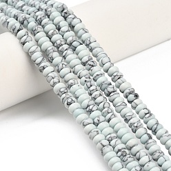 Лазурный Синтетических нитей бирюзовые бусы, рондель, окрашенные, лазурный, 4x2 мм, отверстие : 0.9 мм, около 160~162 шт / нитка, 14.96~15.16 дюйм (38~38.5 см)