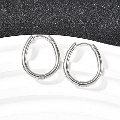 Oval Серьги из 201 нержавеющей стали, с 316 хирургическими штифтами из нержавеющей стали, цвет нержавеющей стали, овальные, 20.5x17.5x2.5 мм