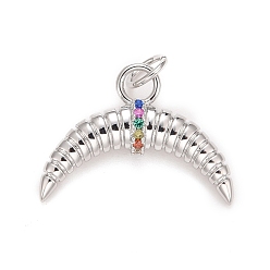 Платина Кубического циркония подвески, с реечным покрытием из настоящей позолоченной латуни 18k, с прыжковых колец, долговечный, без свинца, без кадмии и без никеля, угол, платина, 13.5x19x4.5 мм, прыжок кольцо: 5x0.7мм, 3.5 мм внутренним диаметром