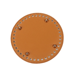 Шоколадный Плоские круглые сумки для вязания крючком из искусственной кожи, для аксессуаров дна сумки, цвет шоколада, 14 см