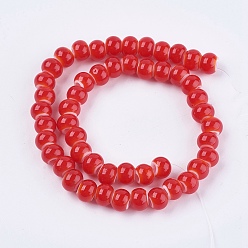 Red Lampwork Beads, Rondelle, Red, 8~8.5x6.5~7mm, Hole: 3mm