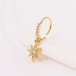 Звезда Латунные микропаве прозрачные кубические цирконии подвески кольца для носа, золотые, звезда, 10 мм
