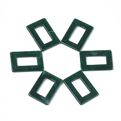 Dark Green Acrylic Linking Rings, Imitation Gemstone Style, Rectangle, Dark Green, 26x18x2.5mm, Hole: 16x8mm, about 560pcs/500g