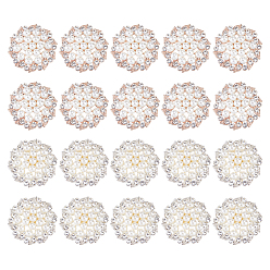 (52) Непрозрачная лаванда 20шт. 2 цвета, сплав, стразы и пластиковые кабошоны, имитирующие жемчуг, цветок, разноцветные, 32x10 мм, 10 шт / цвет