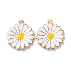 Белый Подвески из эмали и сплава, золотые, цветочный шарм, белые, 21x18.5x2 мм, отверстие : 1.4 мм