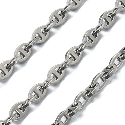 201 Stainless Steel Устойчивые к потускнению 201 цепи из нержавеющей стали с овальными звеньями, несварные, с катушкой, цвет нержавеющей стали, 9.5x6x1.5 mm и 9x5.5x1 mm