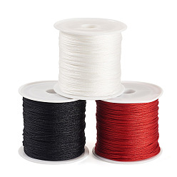 Mixed Color 3 Rolls 3 Colors Nylon Braided Cord, Chinese Knotting Cord for Jewelry Making Macrame Craft, Mixed Color, 0.8mm, 38~40m/Roll, 1 roll/color
