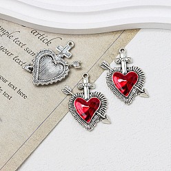 Сердце Подвески из эмали и сплава, античное серебро, сердце, 39x28 мм