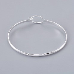 Silver Brass Bangle Making, Silver Color Plated, 63x50x3mm