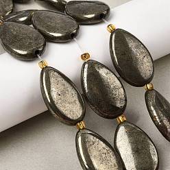 Пирит Природного пирита бисер нитей, с бисером, квартира слеза, 30.5x19.5x7.5 мм, отверстие : 2 мм, около 6 шт / нитка, 8.07'' (20.5 см)