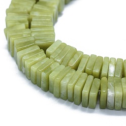 Other Jade Natural Xinyi Jade/Chinese Southern Jade Beads Strands, Square Heishi Beads, 9~10.5x9~11x2~7mm, Hole: 1.2mm, about 114~121pcs/strand, 15.5~15.9 inch(39.5~40.5cm)