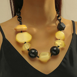 Шампанско-Желтый Богемные смоляные самородки, бусины, массивные ожерелья для женщин, шампанское желтый, 21.26 дюйм (54 см)