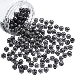 Gunmetal Plated Electroplated Natural Lava Rock Beads, Round, Bumpy, Gunmetal Plated, 9mm, Hole: 1mm, 141pcs/box