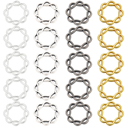 (52) Непрозрачная лаванда 100шт 4 цвета сплава бусины рамка, цветок, разноцветные, 15x15x2.5 мм, 25 шт / цвет