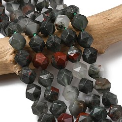 Гелиотроп Природные африканские гелиотроп бисер пряди, звезды вырезать круглые бусы, граненые, 9~10x9~10x9~10 мм, отверстие : 1~1.4 мм, около 38~40 шт / нитка, 14.88'' (15.08'' см)