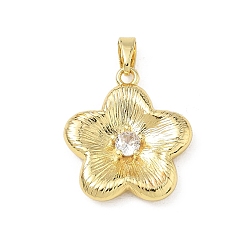 Прозрачный Латунный кулон с микропаве из циркония, , реальный 18 k позолоченный, прозрачные, 20x18x3.5 мм, отверстие : 5x2.5 мм
