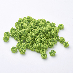 Зелено-Желтый Полиэстер плетение бисер, круглые, зеленый желтый, 6x5 мм, отверстия: 4 мм, около 200 шт / мешок