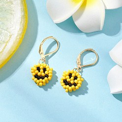 (932FM) Темно-синий аква-матовый с подкладкой Улыбающееся лицо 304 серьги из бисера из нержавеющей стали с застежкой-молнией, реальный 18 k позолоченный, темно-золотистые, 29.5x12.5 мм