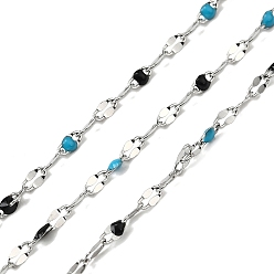 Темно-бирюзовый 304 цепи натяжные нержавеющие, с эмалью, пайки, с катушкой, реальный 18 k позолоченный, темные бирюзовый, 2 мм