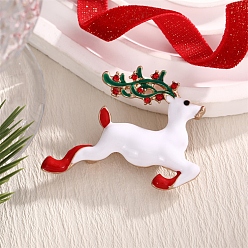 Олень Рождественская тема броши из легкого золотого сплава, эмалевые булавки, со стразами, олень, 38x48 мм