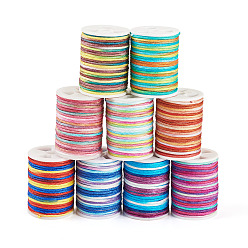 (52) Непрозрачная лаванда 9 рулоны 9 цвета сегмент окрашенная полиэфирная нить, плетеный шнур, разноцветные, 1.5 мм, около 4.70 ярдов (4.3 м) / рулон, 1 рулон / цвет