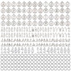 Античный Серебристый & Платиновый Буквы от A до Z и цифры 0~9 подвески из сплава в тибетском стиле, с кольца прыжок железа, старинное серебро и платина, 6x0.7 мм, внутренний диаметр: 4.5 мм