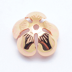 Золотой Шапочки и конусы для бусин, латунные, долговечный, цветок, 5-лепесток, золотые, 13x5.5 мм, отверстие : 1 мм