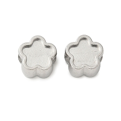 Цветок 304 из нержавеющей стали европейские шарики, оправы кабошонов для эмали, большое отверстие шарик, цвет нержавеющей стали, цветок, 10x10.5x8 мм, отверстие : 4.5 мм