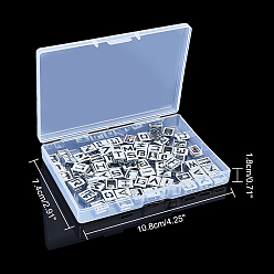 Platinum Zinc Alloy Slide Charms, with Letter Pattern, Rectangle, Cadmium Free & Lead Free, Alphabet, Letter A~Z, Platinum, 10x8x4mm, Hole: 8x2mm, 26pcs/set, 3sets/box
