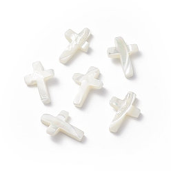 Shell Shell Pendants, with Brass Findings, Cross, 29~30x21~22x3~5mm, Hole: 1.2mm
