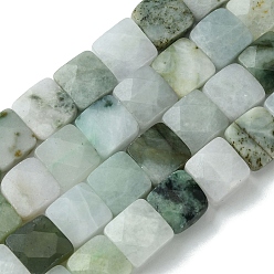 Jadeite Natural Myanmar Jadeite Beads Strands, Faceted, Square, 10.5~11x10.5~11x4.5~5mm, Hole: 0.7mm, about 38pcs/strand, 15.87''(40.3cm)