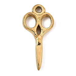Real 18K Gold Plated 304 Stainless Steel Pendants, Scissor Charms, Ion Plating(IP), Real 18K Gold Plated, 24.5x11x2.5mm, Hole: 1.9mm