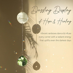 Зеленый Плоские круглые металлические подвесные солнечные ловцы для домашних животных, стеклянная круглая кисточка для украшения окон на открытом воздухе в саду, зелёные, 450 мм