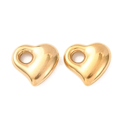 Настоящее золото 18K 304 подвески из нержавеющей стали, ионное покрытие (ip), сердце прелести, реальный 18 k позолоченный, 11.5x12x4 мм, отверстие : 2.5 мм